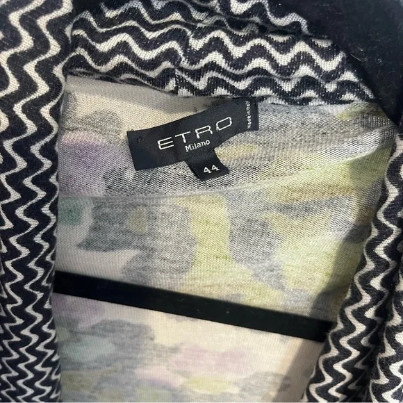 ETRO Silk & CashmereOpen Front Cardigan Duster Floral/Paisley Italy Made Size 44 - Picture 4 of 9